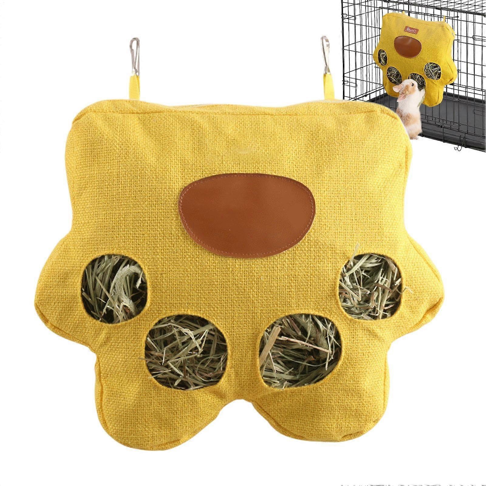 Chinchilla Hay Feeder, Rabbit Hay Holder, Hay Feeder Storage 4Hole Hanging Forage Rack for Enrichment, Hamster Run Cage, Outdoor Hutch, Garden.