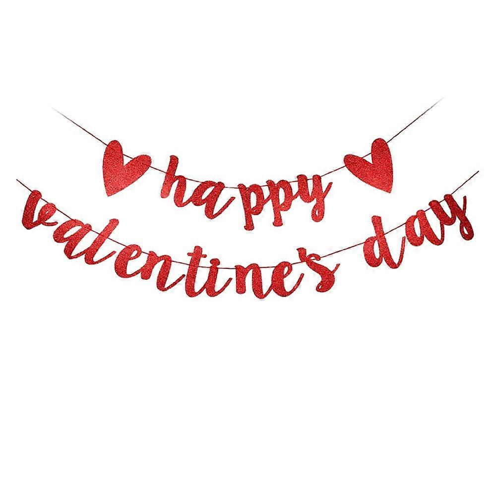Red Sequin Hanging Banner Decoration for Valentine's Day Celebration, Easy to Windows, Doors and Walls, Paper Material