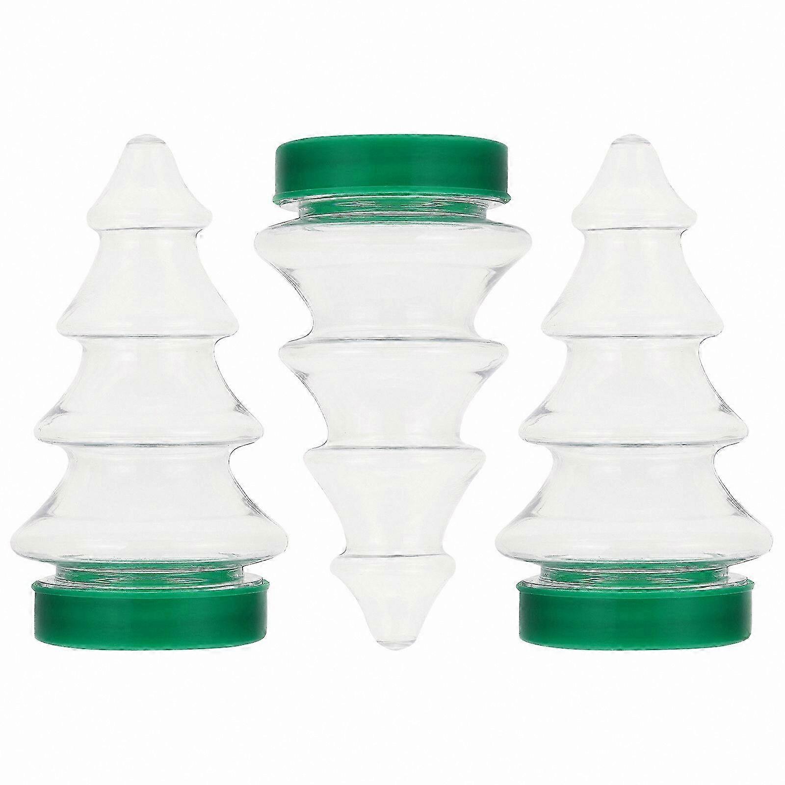 3 Pieces of Adorable Candy Jars Christmas Tree Design Storage Containers Gift Wrapping Bottles