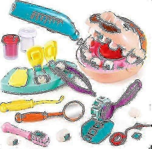 キッズ歯科医プレイ生地セット - 創造的なロールプレイと想像力豊かな学習活動のためのドクタードリルとフィルプレイセットのおもちゃ