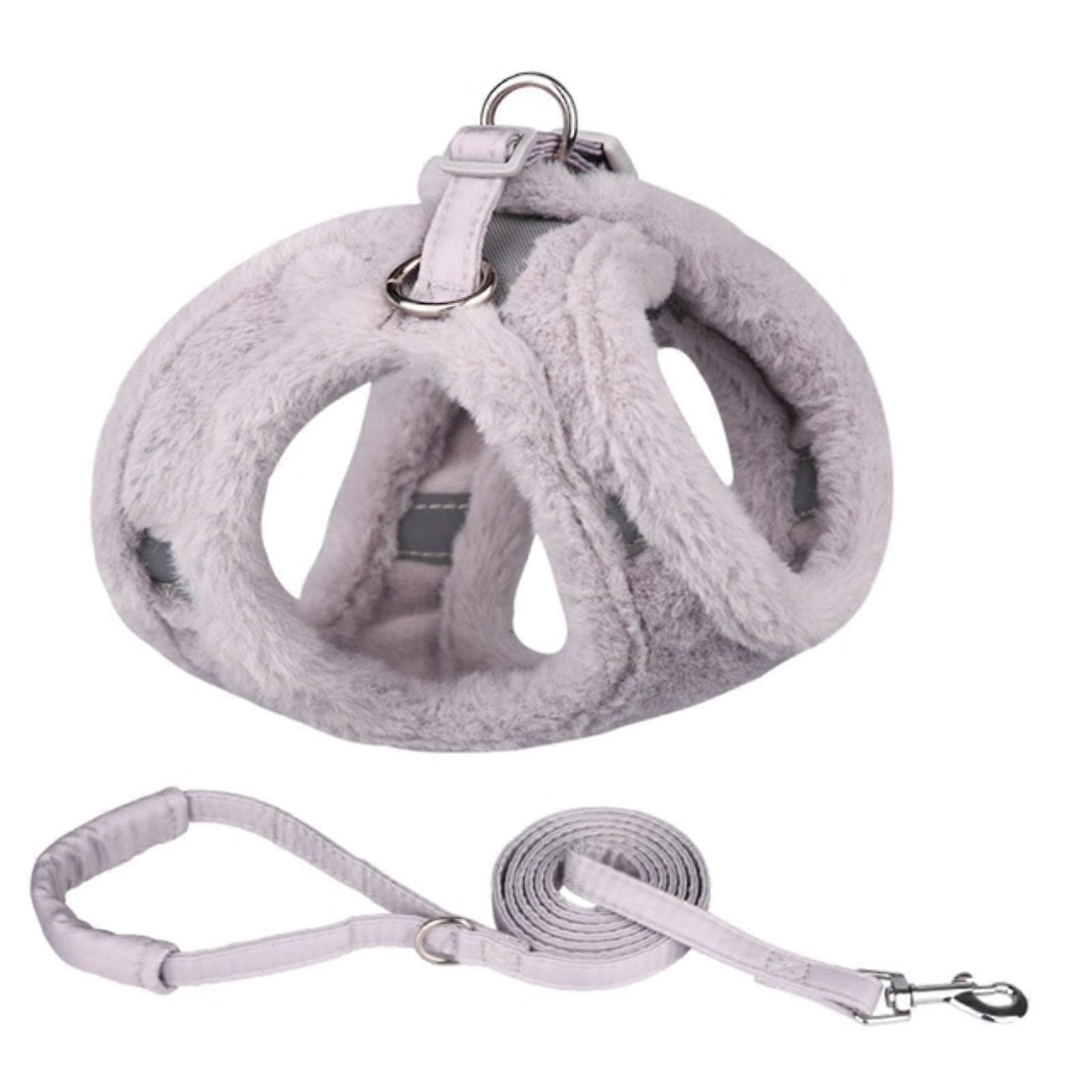 Dog Harness Winter Small Dog Harness With Lead Set Reflective Plush Chest Strap Collar For Kitten Cat Chihuahua Bulldog