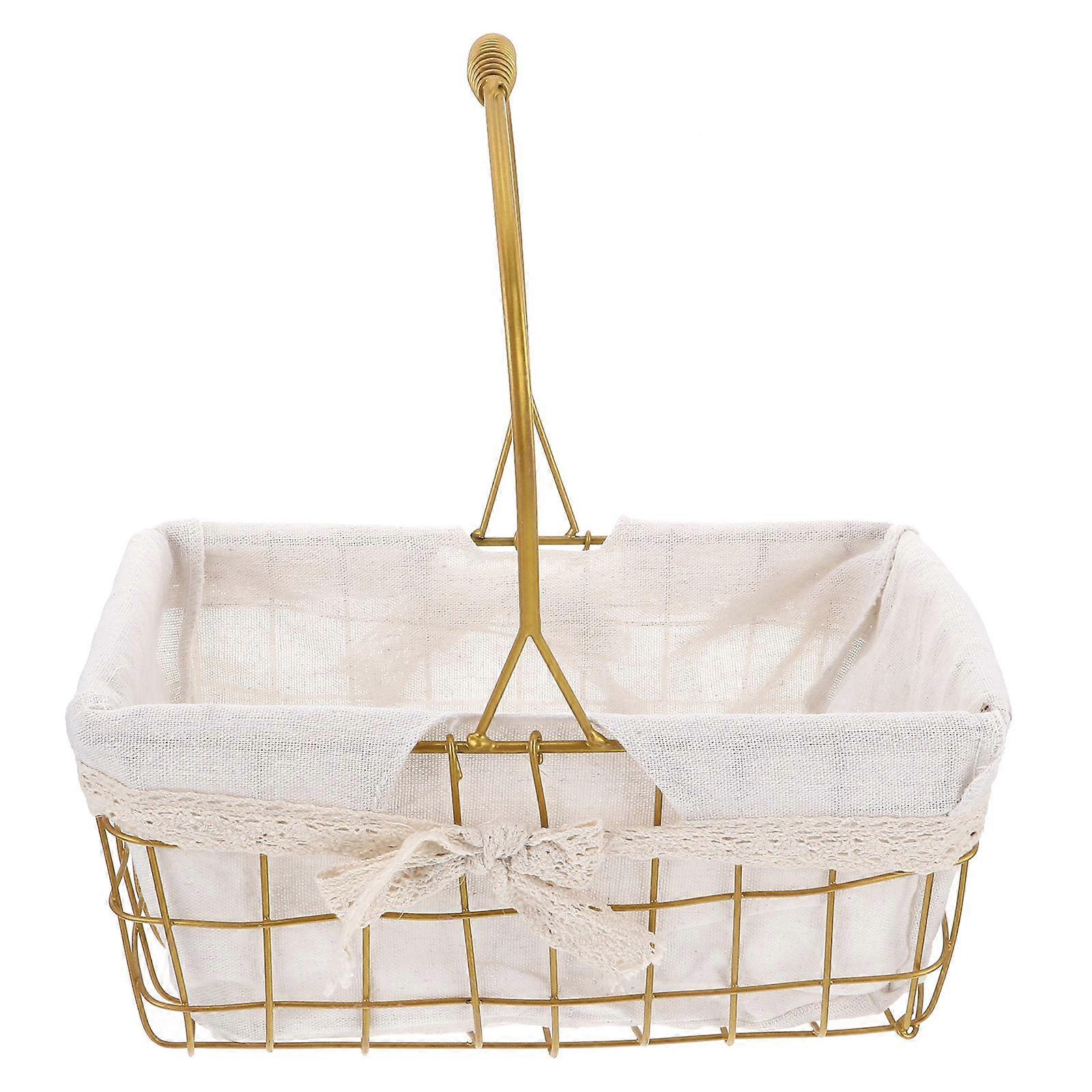 Wire Baskets For Pantry Wrought Iron Storage Basket Home Decor Golden Rectangular Storage 1Set