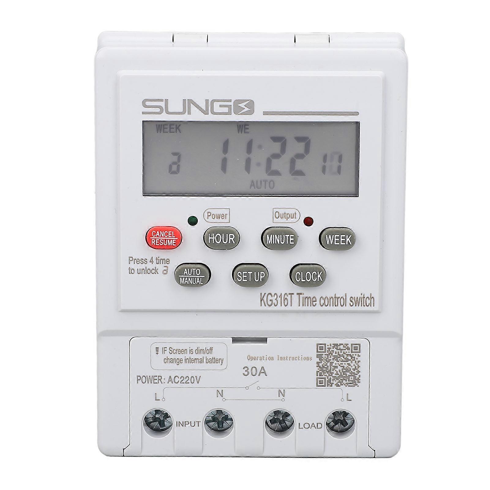 Time Control Switch Microcomputer 7 Day Programmable Automatic Digital Timer 220V 30A 1 Min‑168 Hours for Home Appliance