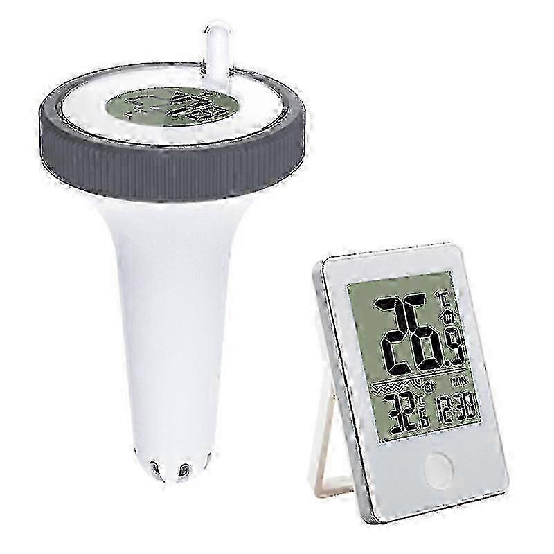 Wireless Floating Pool Thermometer, Waterproof Digital for Swimming Pools - White Gray