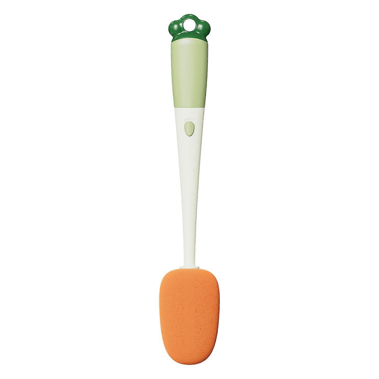 Bottle Cleaning Brush Multifunctional With Detachable Sponge Long Handle Brush Head And Soft Rubber Head Green 28x5cm