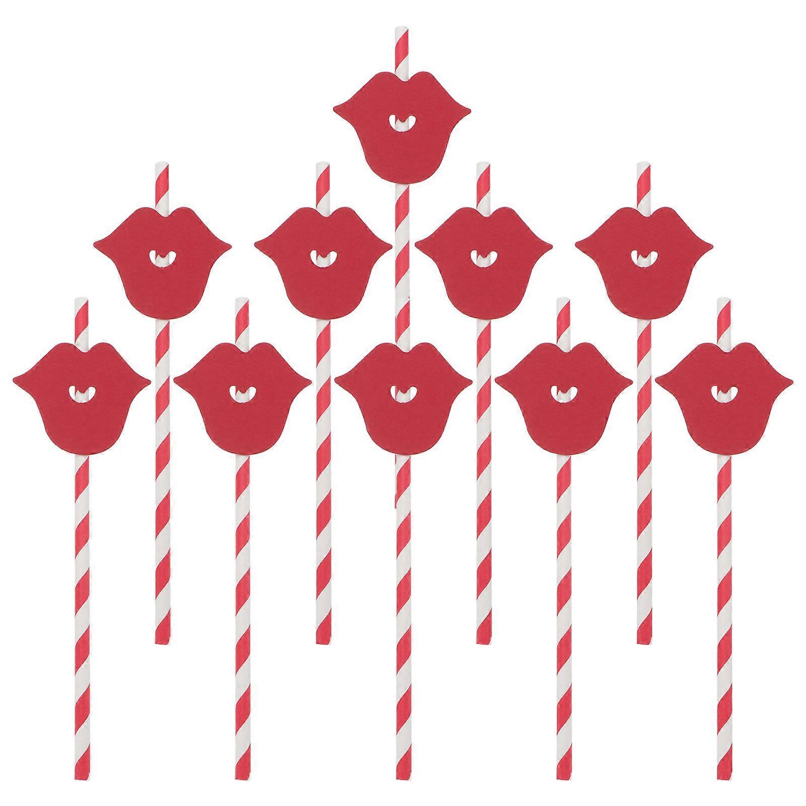 Red Lip Straw Paper Drinking Straws for Party Decor 20Pcs Premium Quality Festival Accessory