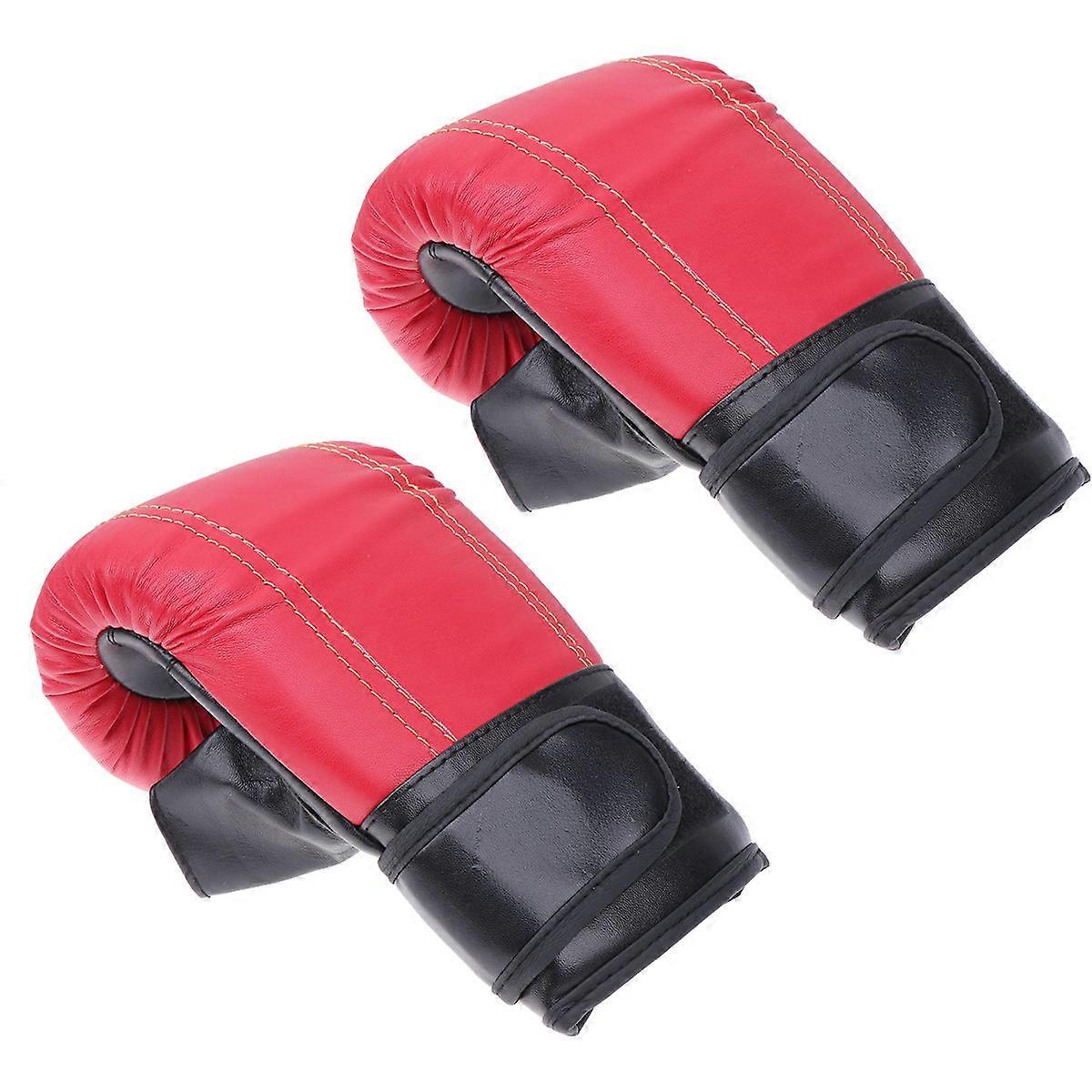 PU Boxing Gloves and Training Mitts 1 Set Sparring Hand Pads for Taekwondo Kickboxing Fighting Red