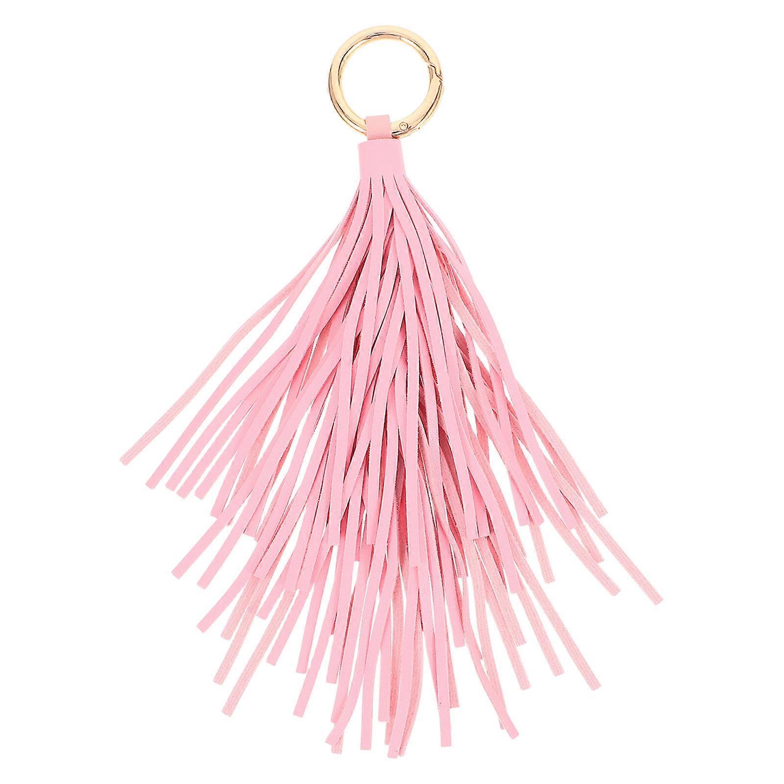 Here's a polished and engaging product description for your **Pink PU Tassel Car Keychain & Bag Charm**:
🌸 **Pink PU Tassel Car Keychain & Bag