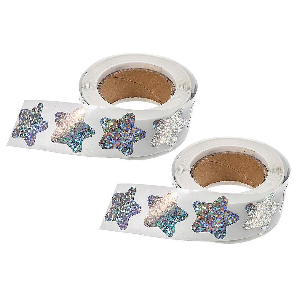 2 Rolls Shiny Star Stickers   Five Pointed Reward Labels for Kids Crafts and Decoration
