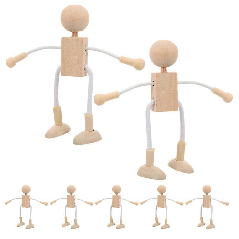 Wooden Peg Dolls for DIY Painting Craft Art Unfinished Khaki Synthetic Material 7Pcs
