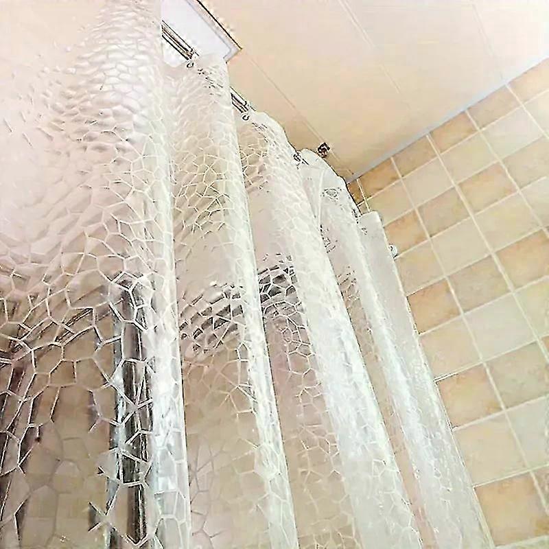 1PC Waterproof Bathroom Shower Curtain Transparent Bathroom Curtain with Hooks Thickened Bathing Sheer Wide Bath Curtain