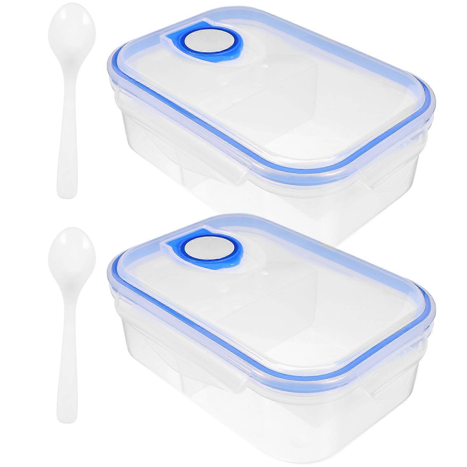 Portable Lunch Box Compartment Design Outdoor Use PP Material Suitable for Fruits and Meals 7.27X5.11X2.36in 2Pcs