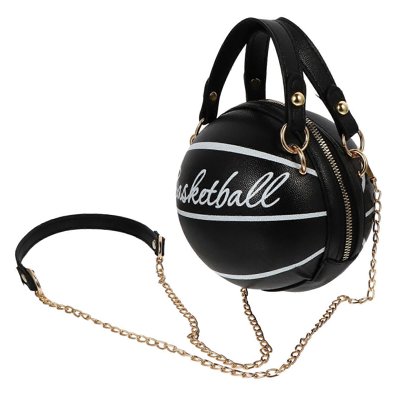 Durable PU Singleshoulder Bag for Storage Black with Excellent Capacity 1pc Small Basketball Shape