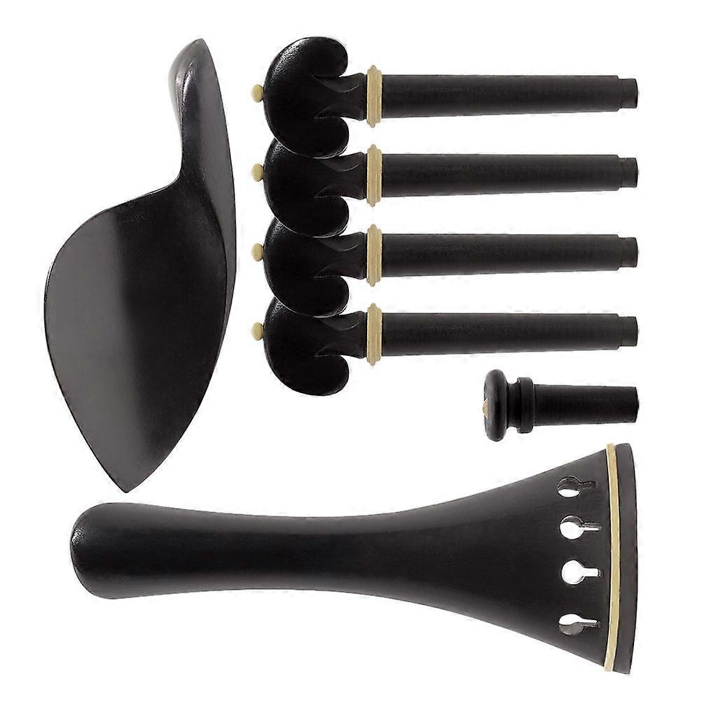 Violin Tailpiece Set with Chinrest Peg Endpin Made of Synthetic Material for Comfortable Use Black 4\4 Size