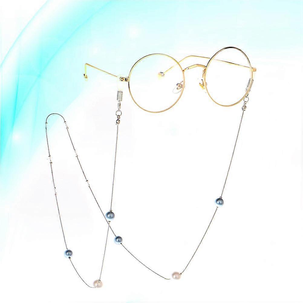 Pearl Eyeglass Chain for Glasses with Metal Material Silver Color Antiskid 0.5 inch