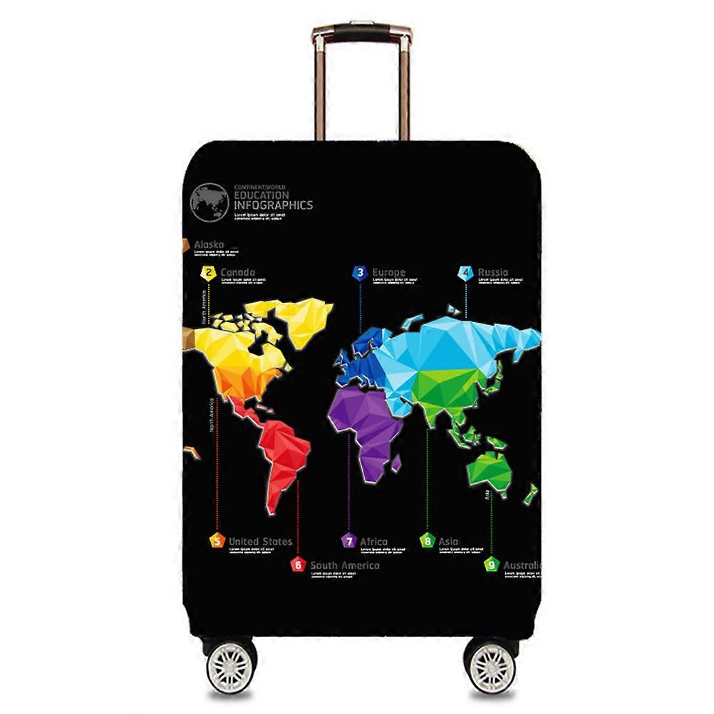 World Map Pattern Durable Luggage Cover with Two Sided Zipper for Trolley Cases – Stylish Travel Protector Against Dirt and Scratches