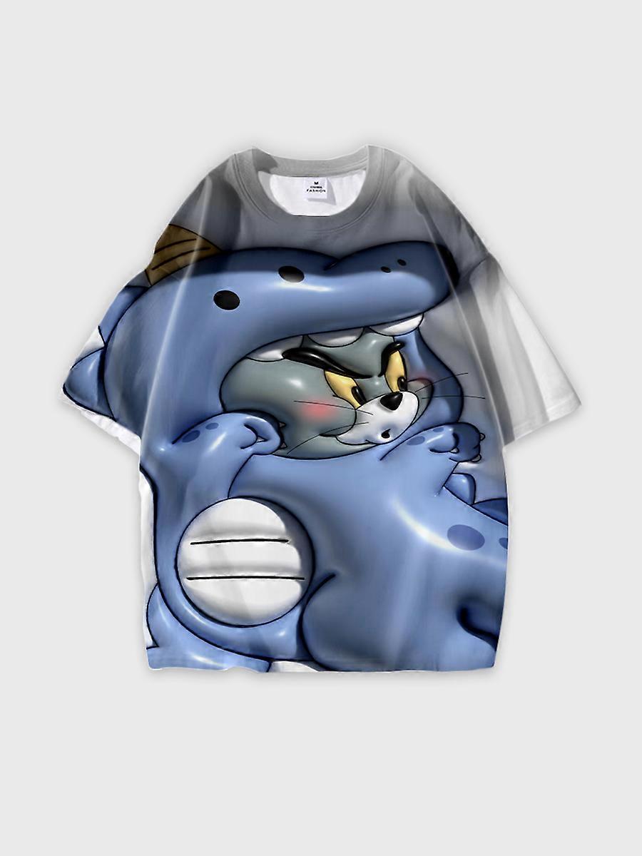 T-shirt round neck Cartoon Pattern loose short sleeve D2185