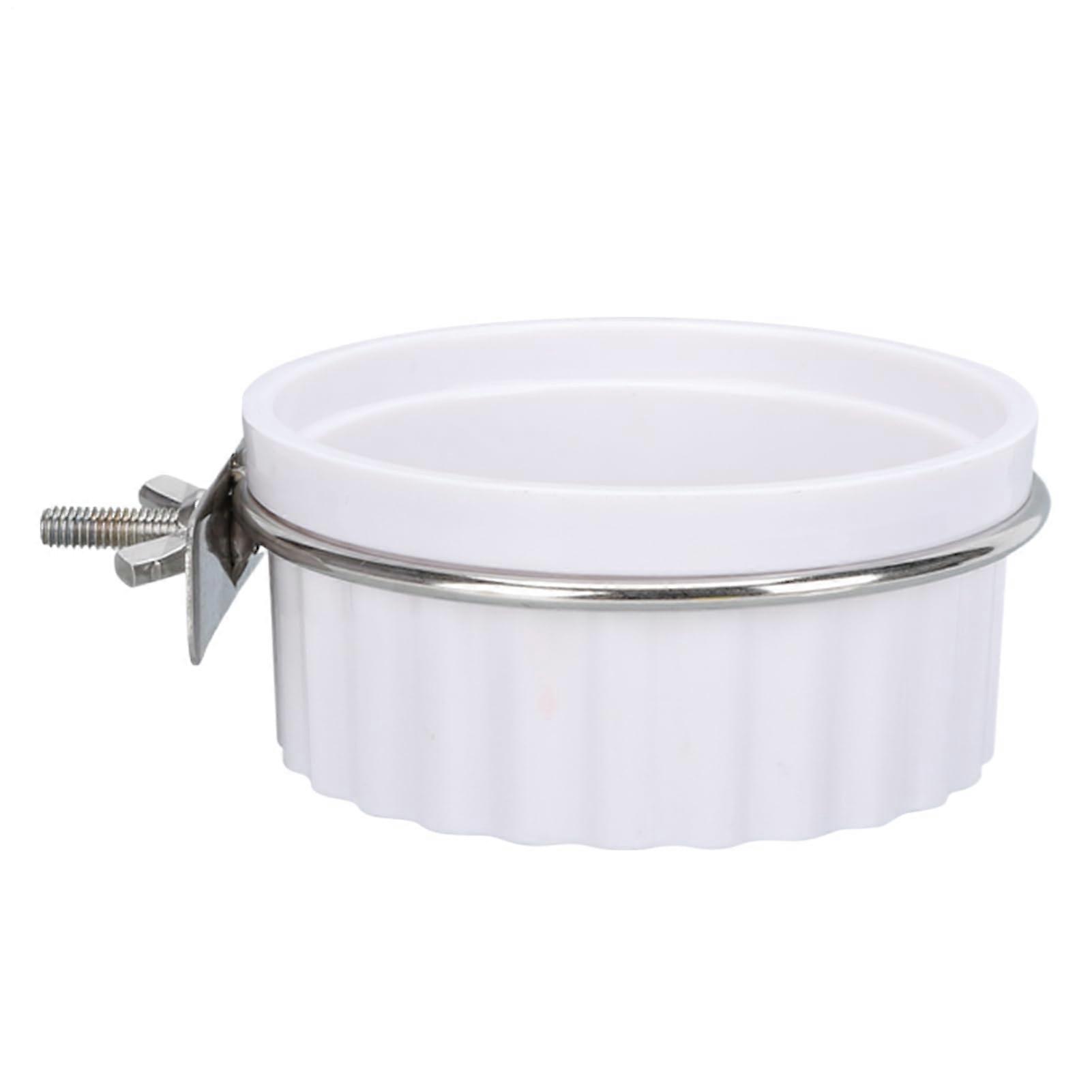 Feeder for Bird Cages - Feeder and Waterer for Budgies, Cockatiels and Finches, White Feeding Bowl and Drinking Trough