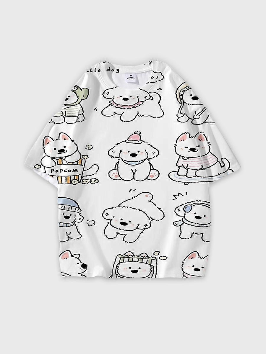T-shirt round neck Pattern loose short sleeve B549