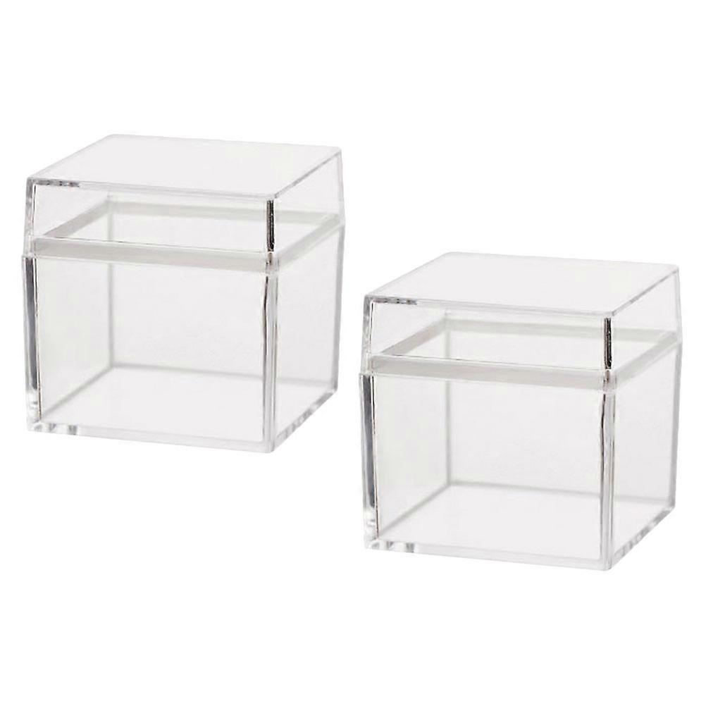 Clear Storage Box Display Container Candy Case Transparent Square For Christmas Home Decoration 8x8x8cm 2Pcs