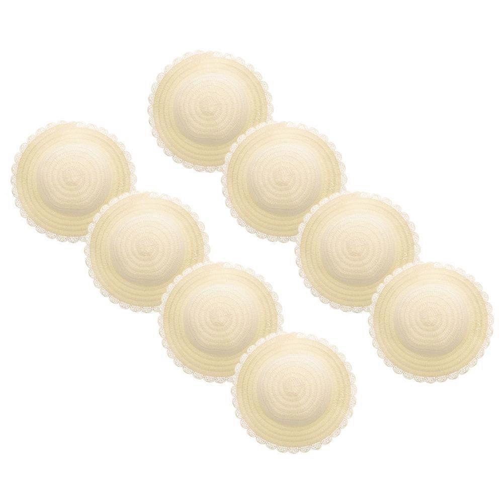 Creative Beige DIY Straw Hat for Party Use Natural Straw Lightweight Compact Crafting Kit 8Pcs