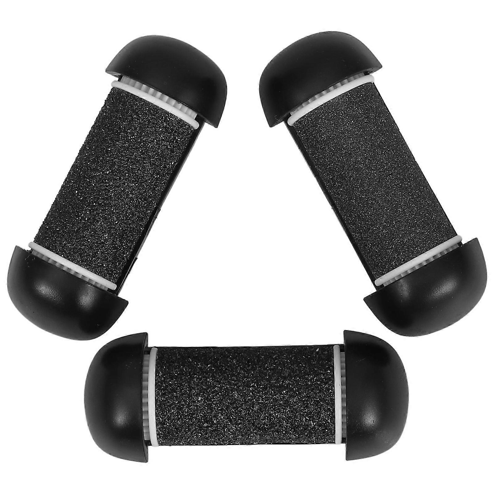 Replacement Roller Refill for Electric Foot File with ABS Material and Grit Design Black Multifunctional Pedicure Supplies 3pcs