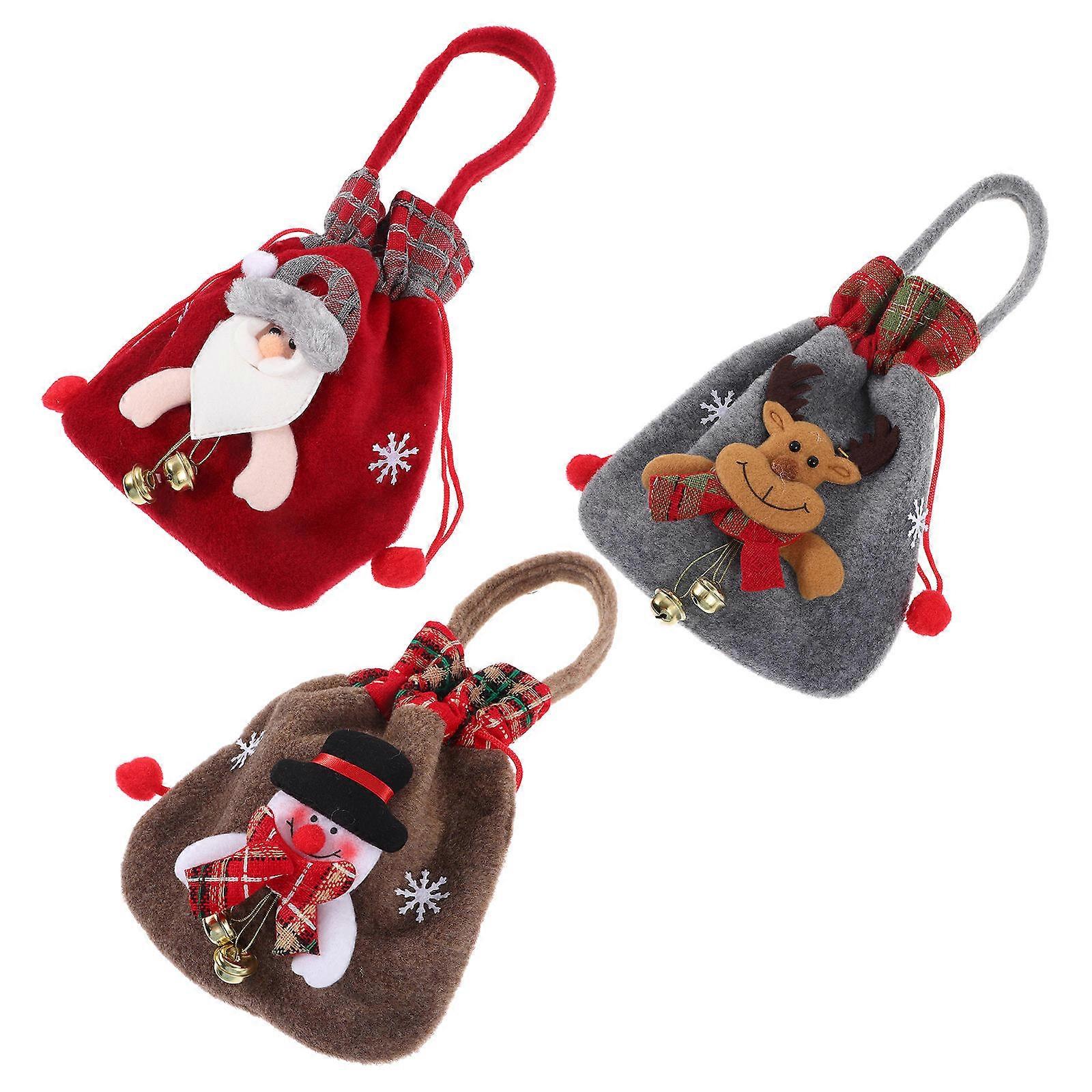 Christmas Bags Drawstring Design Suitable for Apples and Candies 3Pcs
