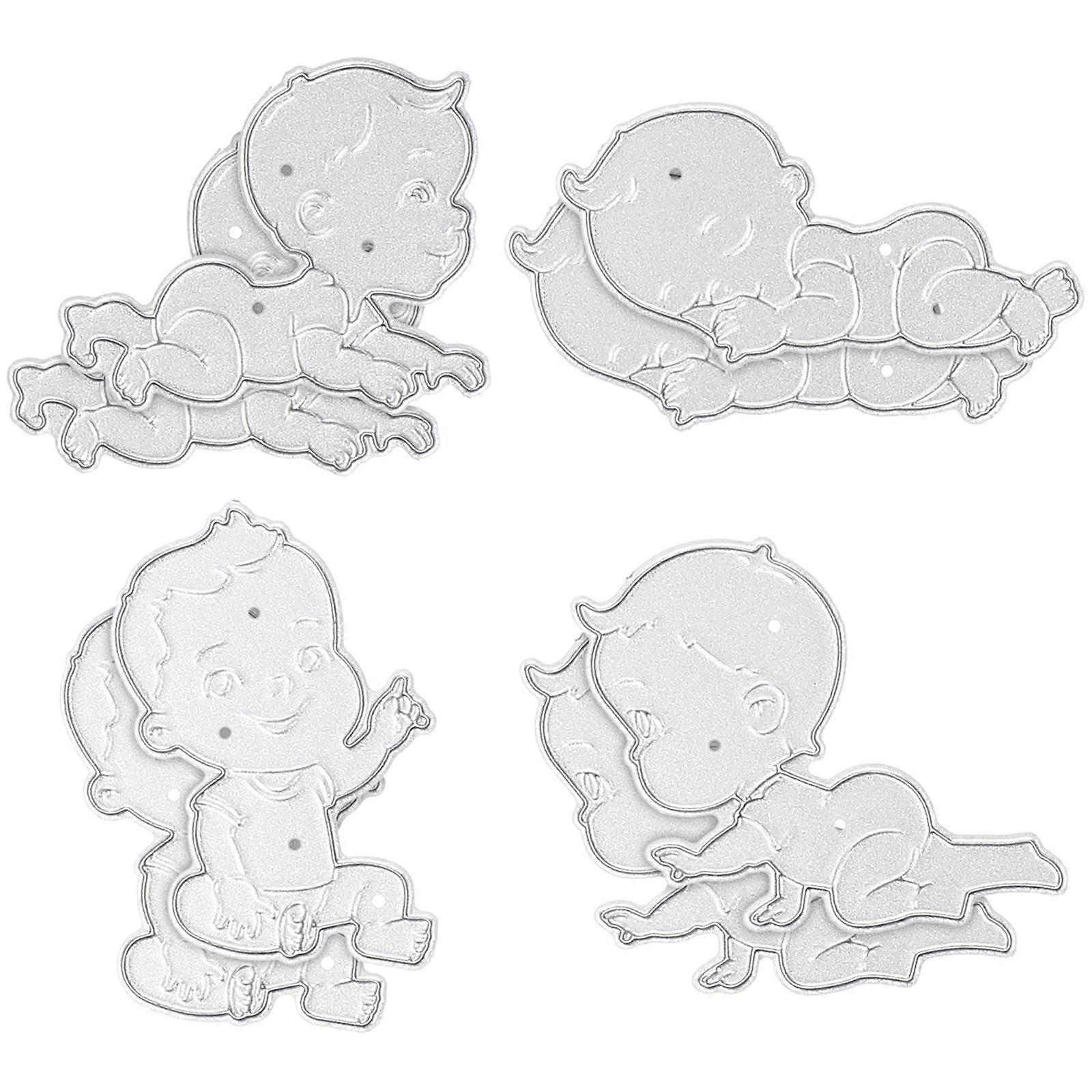 Diy Invitation Card Cutting Die 2 Sets Baby Shape For Scrapbook Making 0.1X8X8CM Silver Suitable For Children