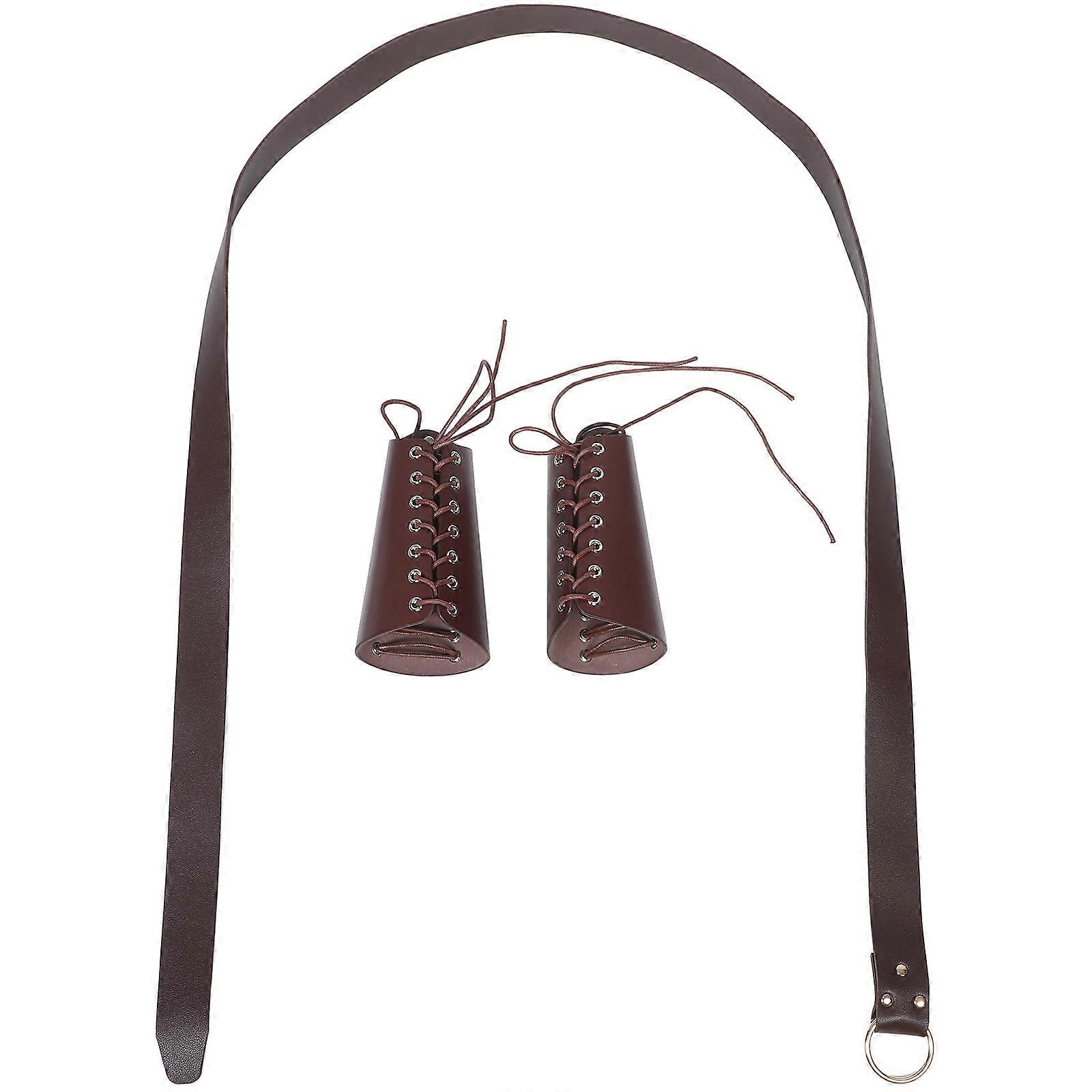 Adjustable Viking Belt with Arm Guards for Women Made of Artificial Brown Color Fits Various Cosplay Scenes 1 Set