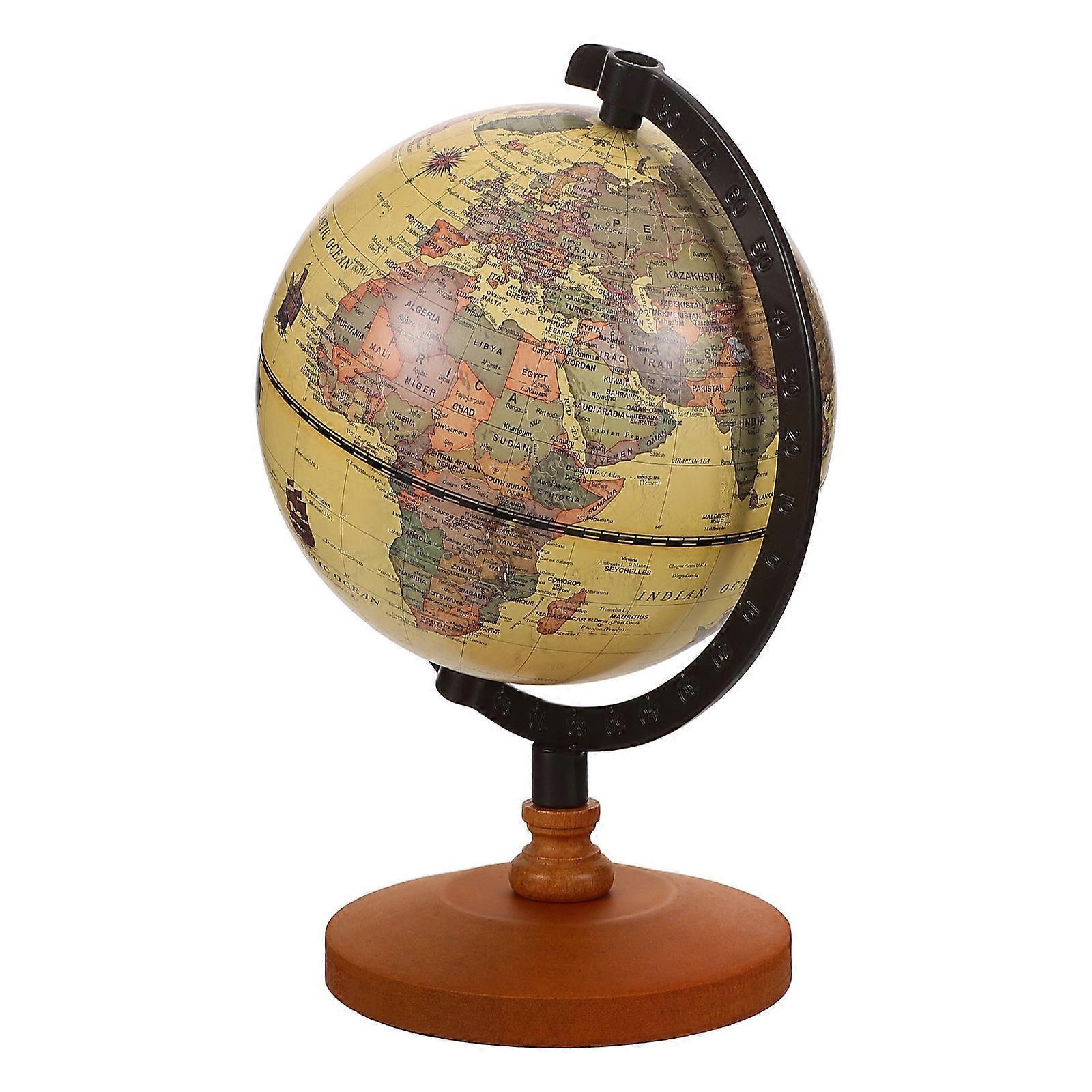 Retro Biurko Globe ze stojakiem - dekoracyjny globus świata w stylu vintage do biura, gabinetu lub salonu - wykończenie odporne na blaknięcie, przejrzysta mapa angielska dla