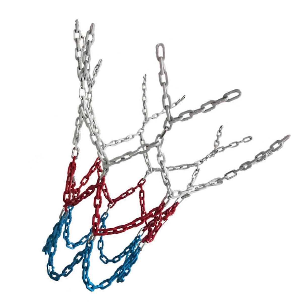 Basketball Net for Outdoor Use - Durable Three-Color Chain Net Fits Standard and Youth Balls, Weather-Resistant, Easy Install