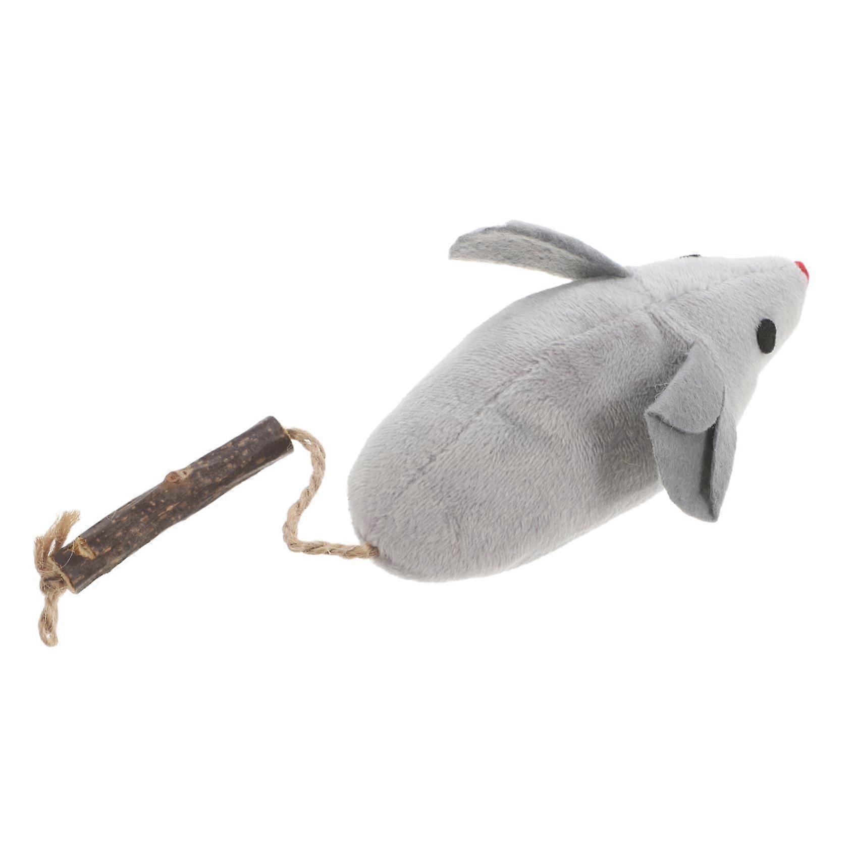 Cat Toy Mouse with Catnip Interactive Play Mice for Indoor Cats Polygonum Wood Grey