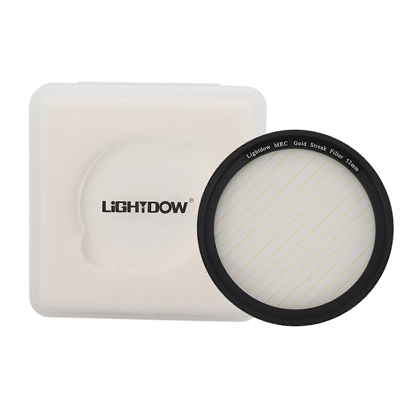 Gold Streak Filter Light Flare Effect Filter Optical Glass Camera Lens Filter with Case for Photography Nightshoot 52mm
