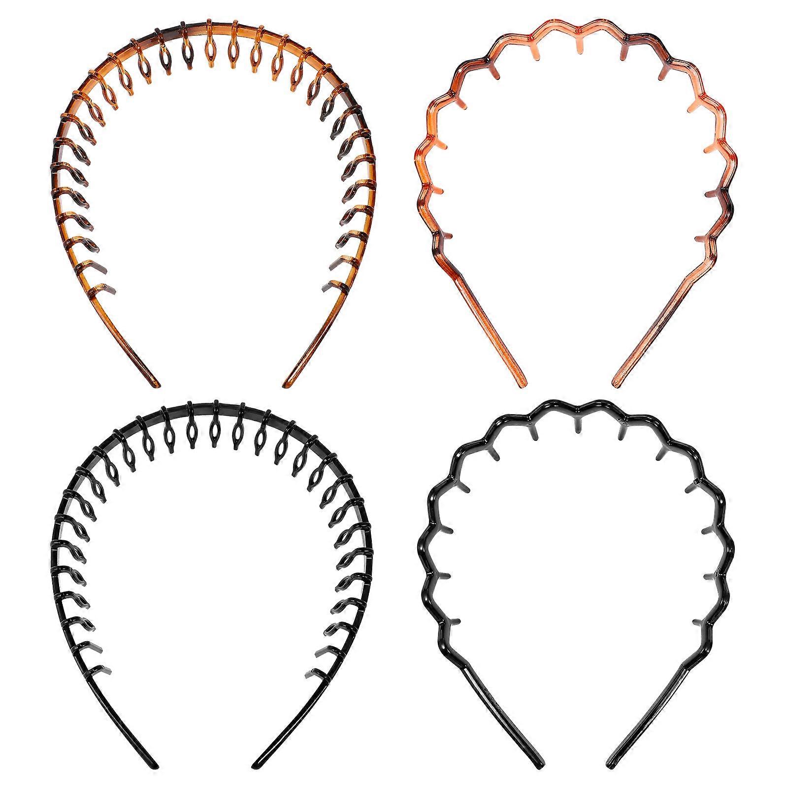 Nonslip Acrylic Headband with Decorative Comb for Daily Use and Hair Protection 4pcs Assorted Color