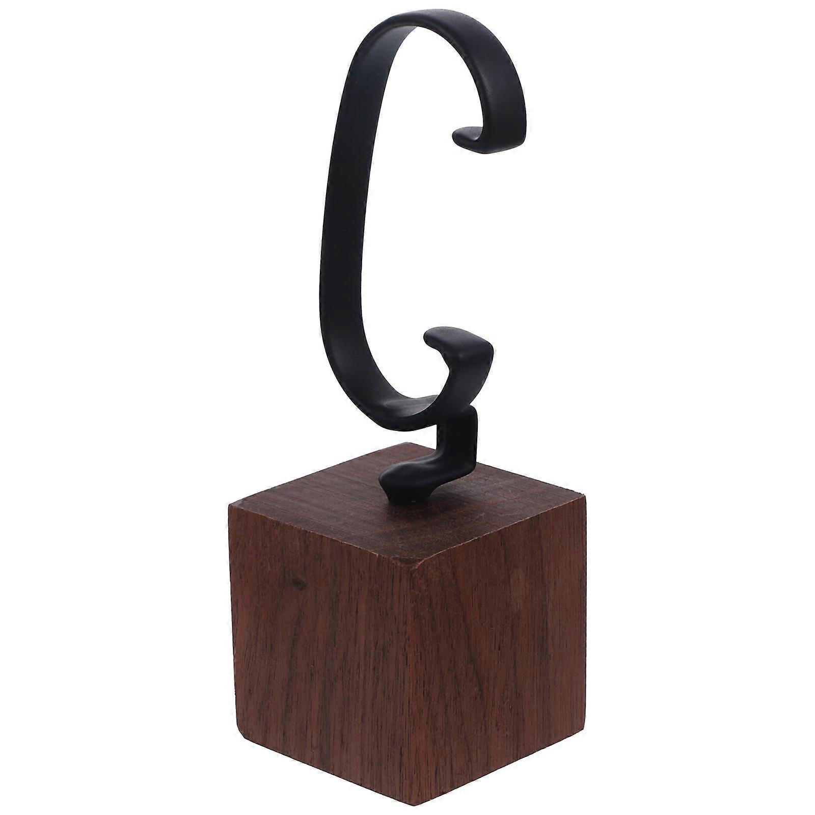 Wood Base C-Frame Watch Display Stand for Bracelet Storage Brown Synthetic Material