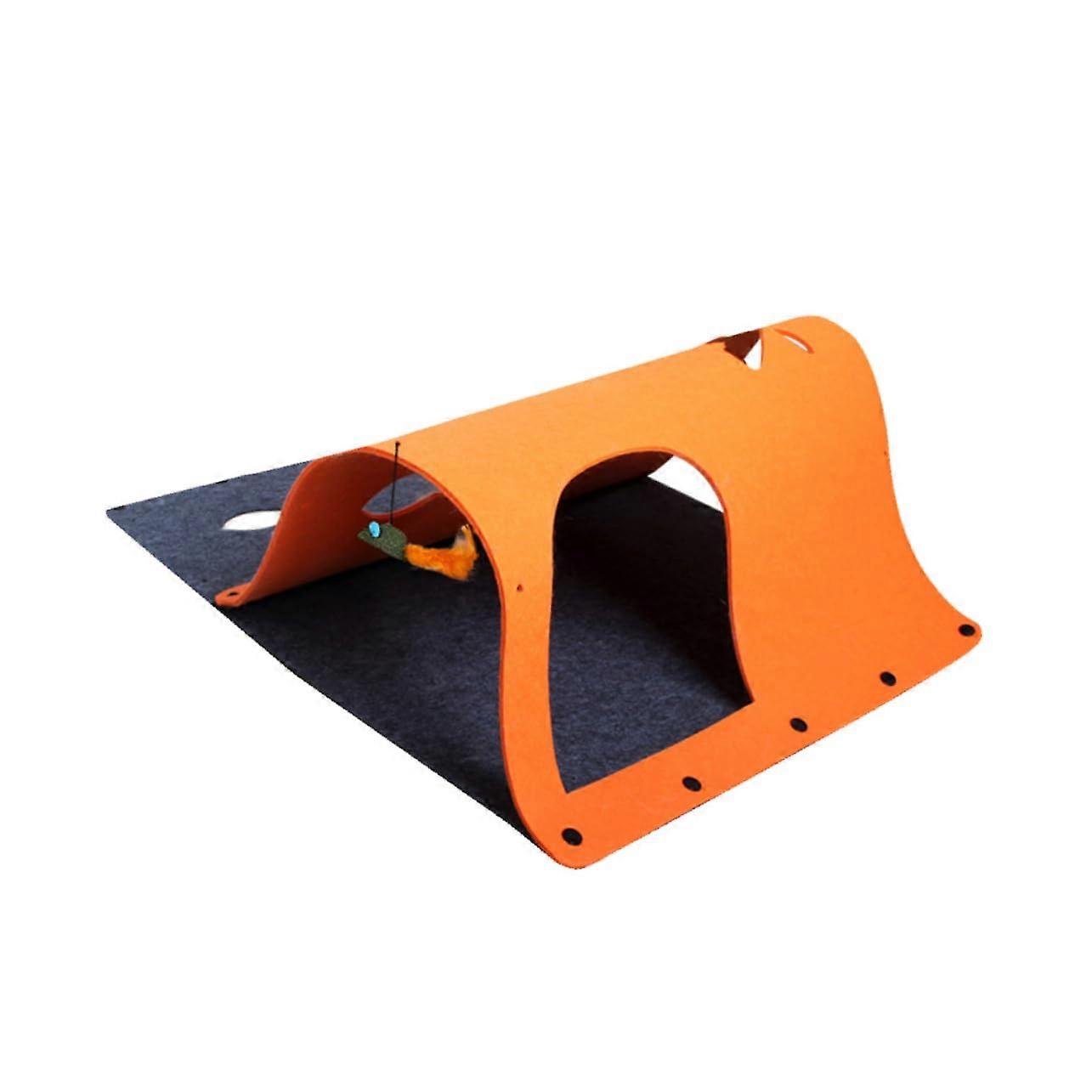 1 Piece Multifunctional Cat Play Toy Tunnel Bed Orange for Cats to Relax and Exercise with Removable Mice for Extra Fun