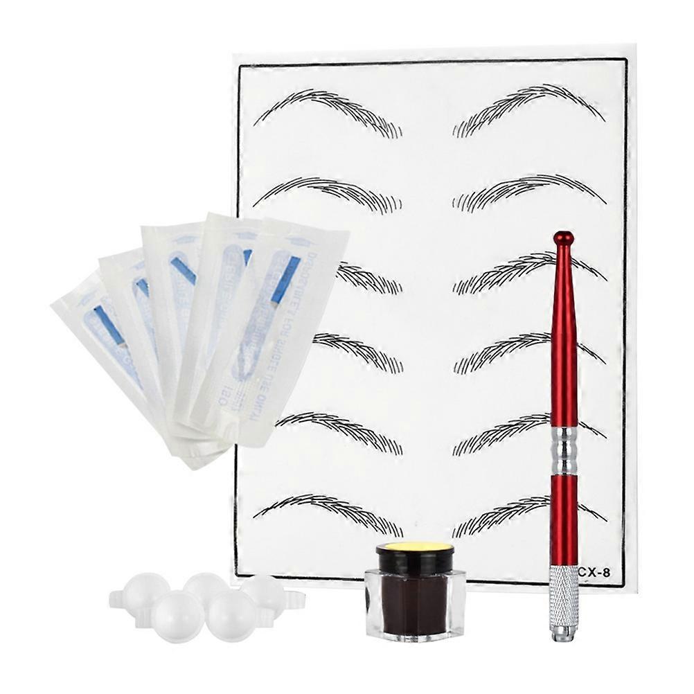 Microblading Eyebrow Pen Pigment Rings Eyebrow Practice Tool Red Round Head 5Pcs