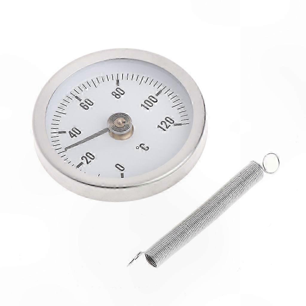 Clip on Pipe Thermometer, 63mm Radiator ncing Thermometer Temperature Dial Gauge with Spring for Pipes Surfaces Oil