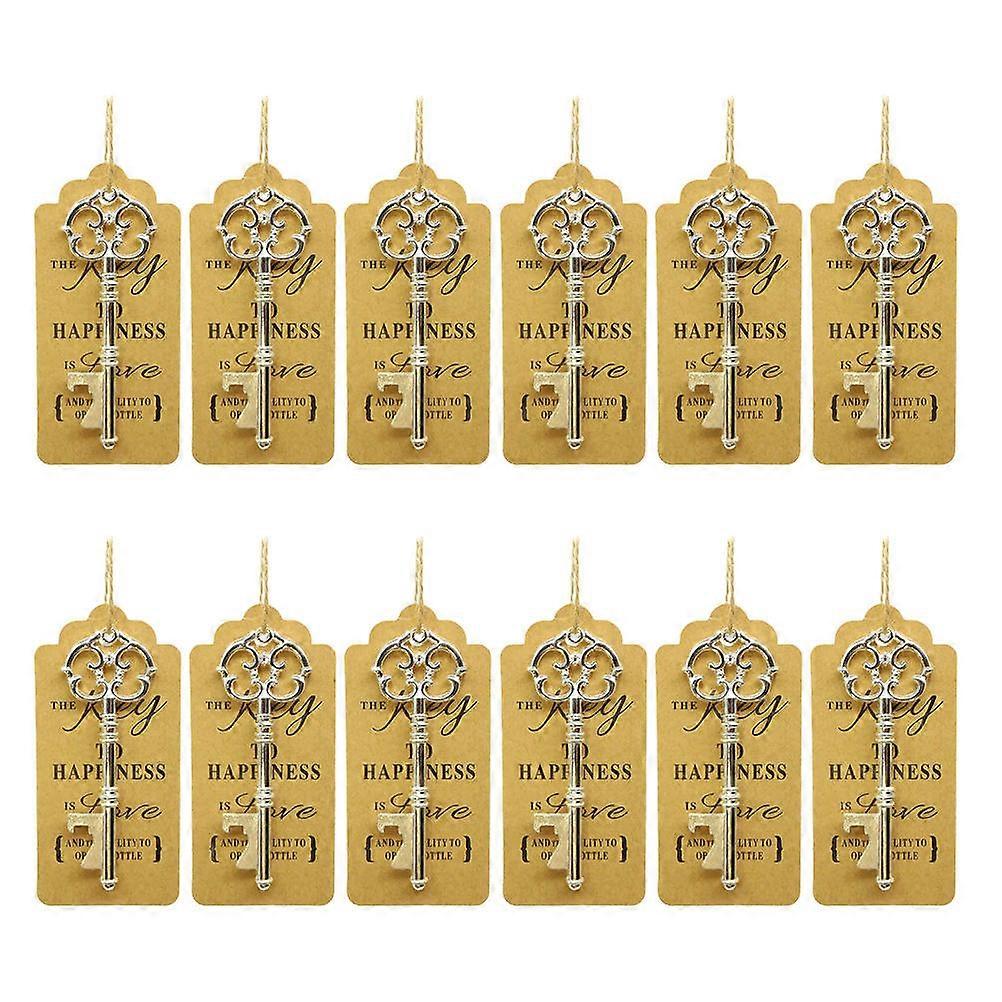 Decorative Key Shaped Bottle Openers For Bridal Showers Made Of Zinc Alloy 50 Sets With Gift Tags
