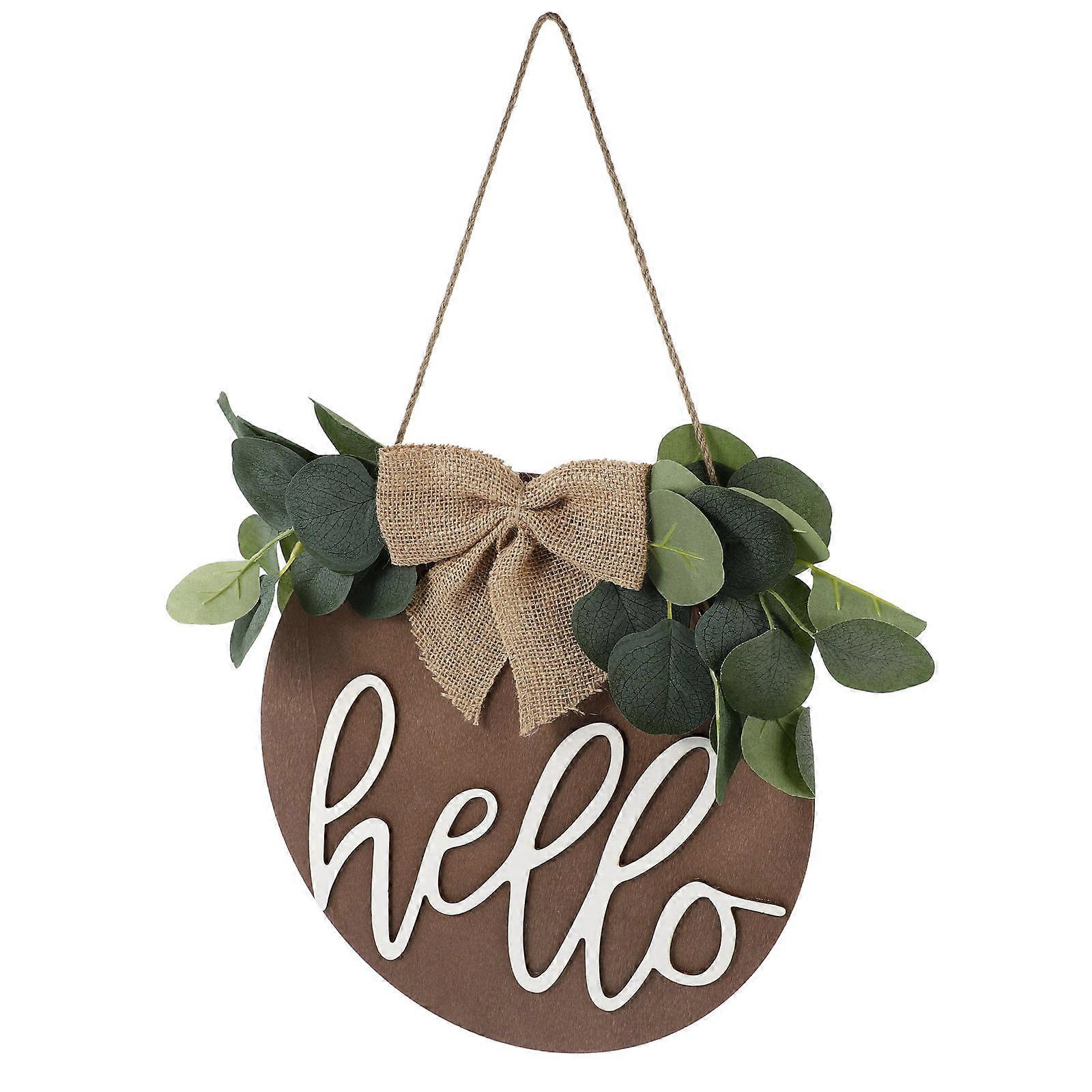 Countryside Style Hanging Pendant Hello Board Decor Round 30X30Cm 1Pack