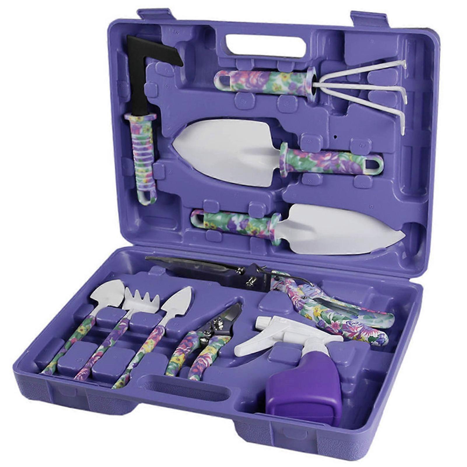 5/10Pcs Garden Hand Tool Set Floral Print Weed Commission Holder Pruner Shears Garden Sprayer with Carrying Case Gardening Tool