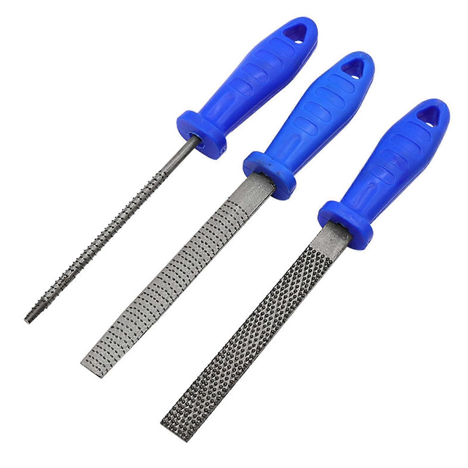 Wood Files Woodworking Files Set - 3 Carbon Steel Rasp Files, Round, Half Round, Flat for Precision Woodworking