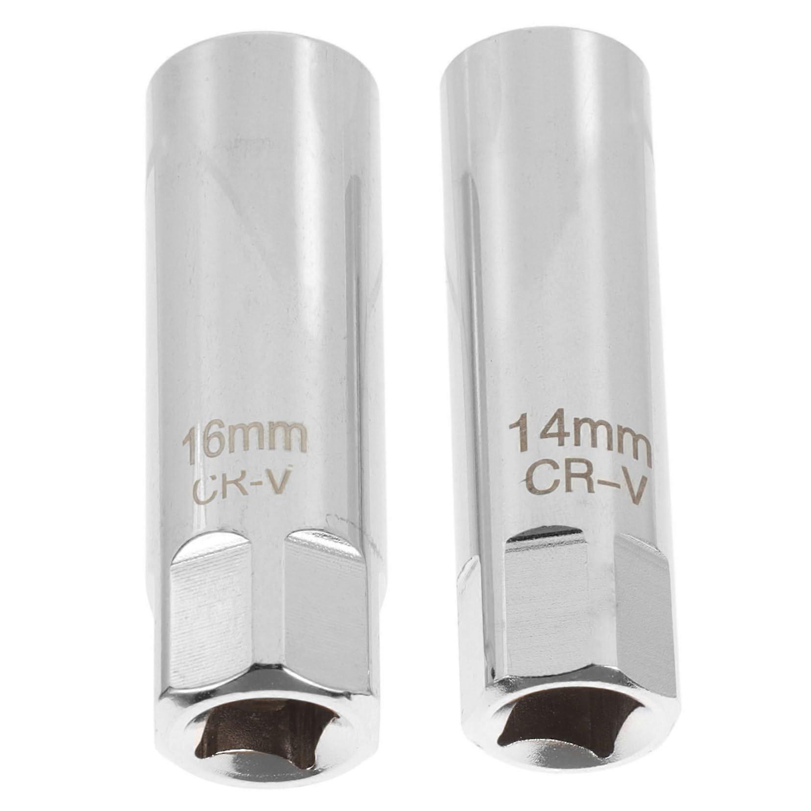 3/8 Inch Spark Plug Socket Tool Set - 2 Pieces, Compatible with 14mm and 16mm Spark Plugs, Efficient Auto Repair