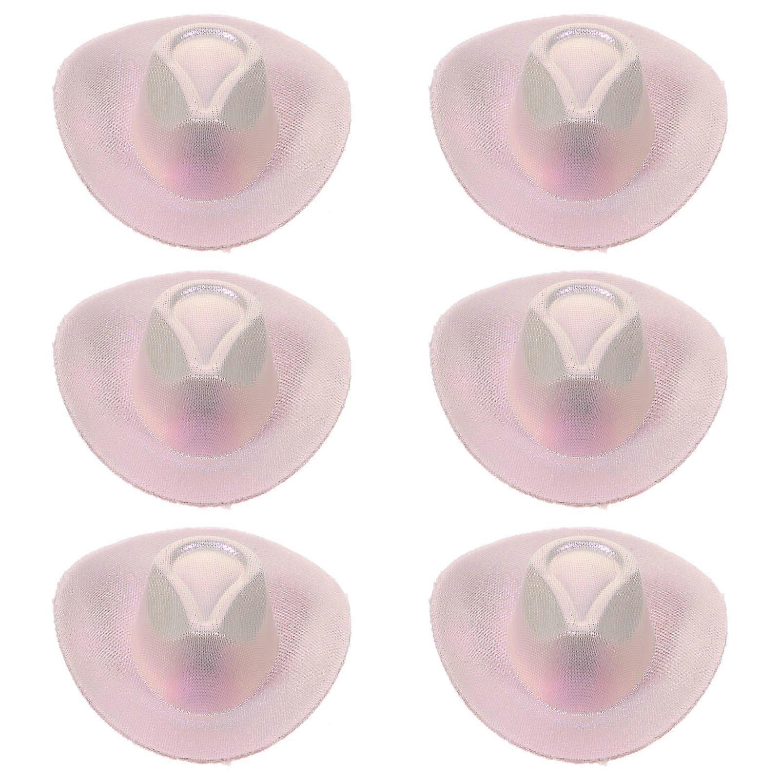6Set Miniature Hats Dollhouse Party Decorations for Festive Style Creative Projects Pink