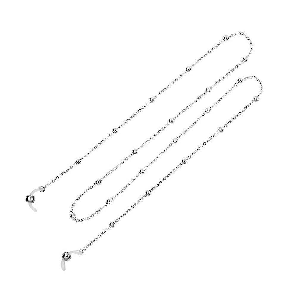 Eyeglass Chain Silver with Anti-Skid Security for Holding Eyeglass Use and Versatile Wearability