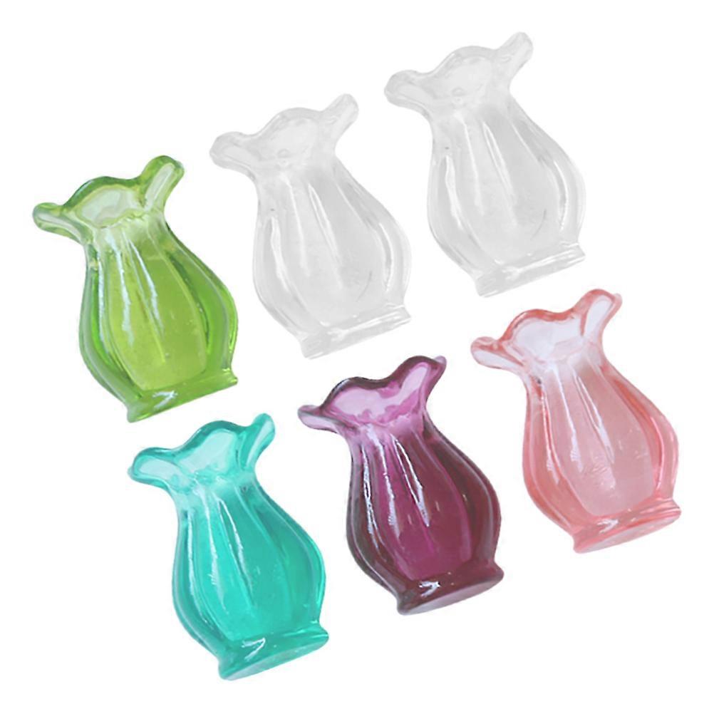 Mini Bulk Vase Set With Assorted Color Ideal For Dollhouse Accessories Tiny Vase 6Pcs For Flower Display