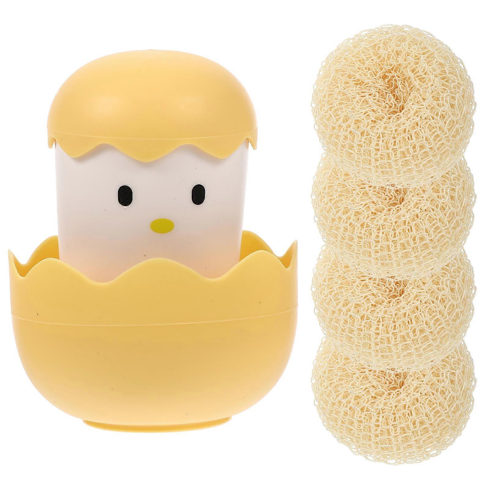 Pot Washing Tool Cleaning Scrubber With Handle For Dishwashing 12X8X8cm Eggshell-Shaped 5Pack