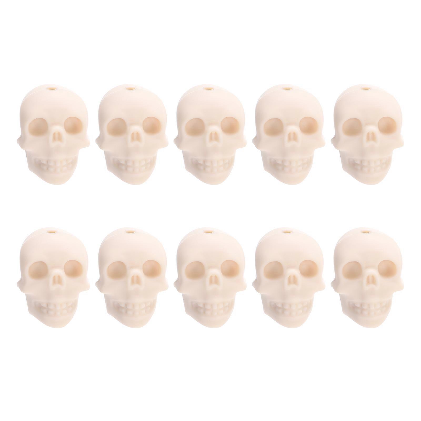 هالوين جمجمة رئيس الخرز 10 قطع سيليكون الزخرفية فضفاضة حبة للمجوهرات صنع الحرف DIY حجم 2.2X2.2X1.6CM