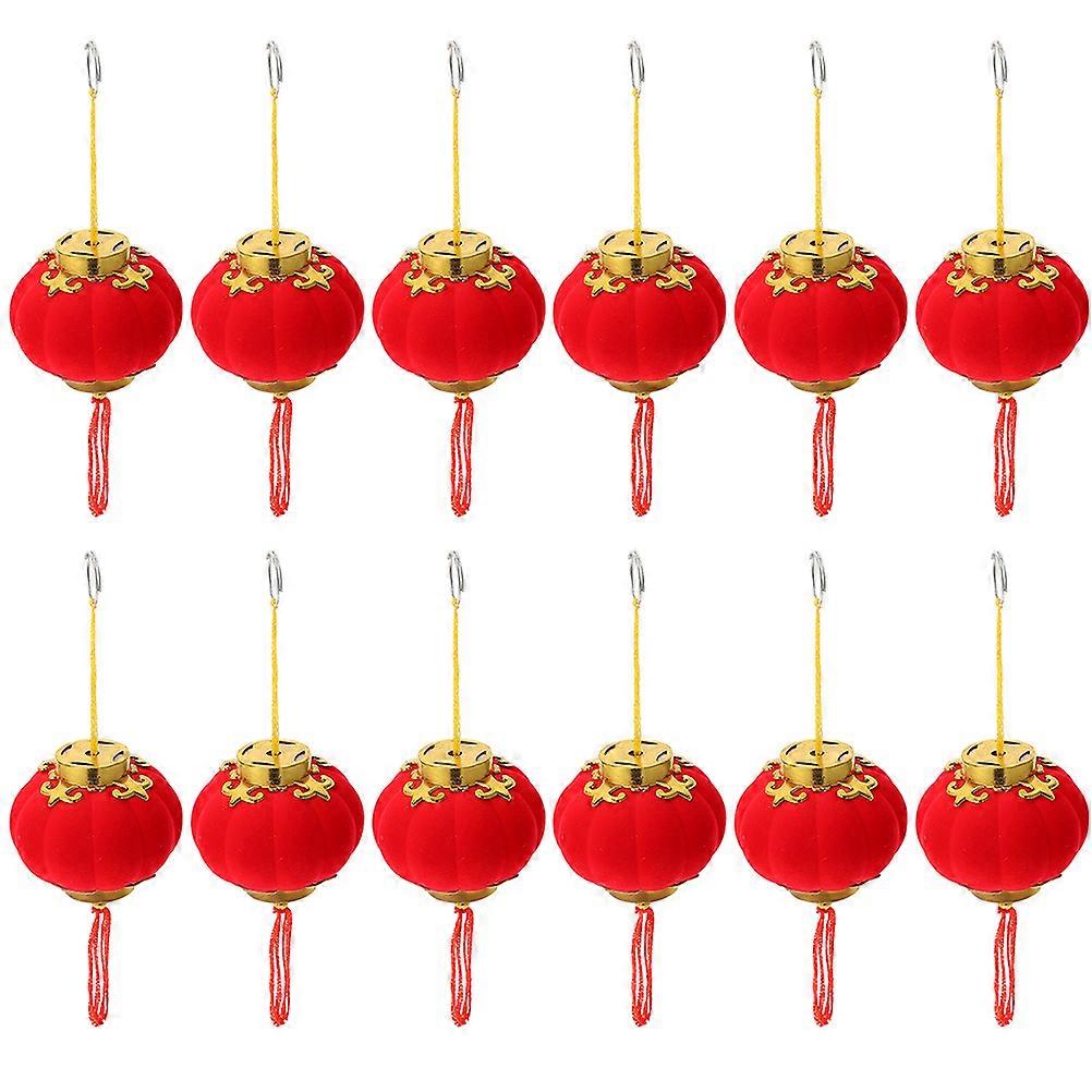 Chinese Hanging Lanterns 16Pack For New Year Party Outdoor Decoration 6.5X6.5X5CM In Festive Red Color