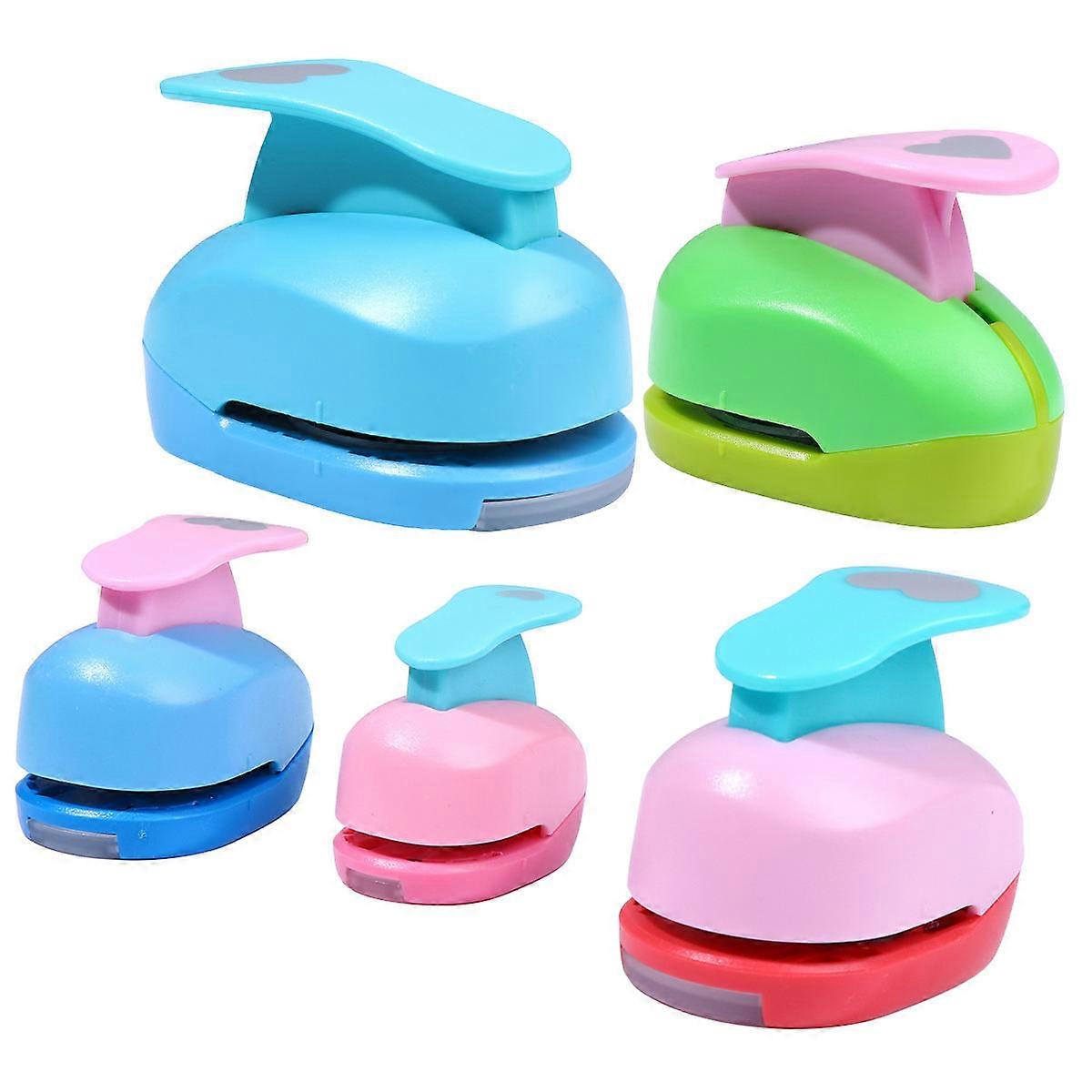 Mini Manual Paper Punch 1 Set of 5Pcs Heart Shape Punch Scrapbooks Supplies Assorted Color Cardstock Cutting